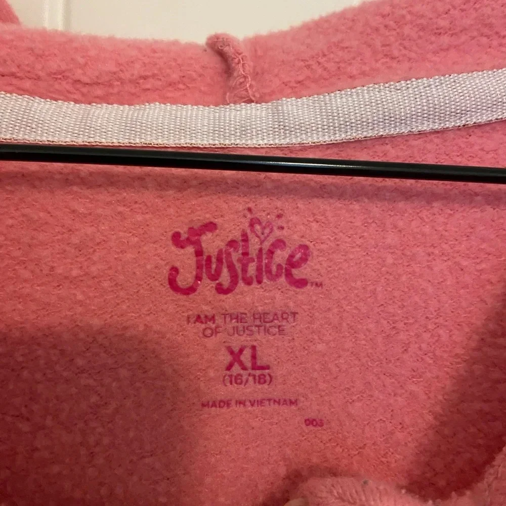 Justice girl’s tri-colored‎ quarter zip hoodie — XL
